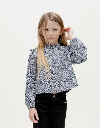 Ecru blouse biokatoen print sterren-bliksem meisjes - IKKS