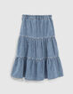 Girls’ light blue denim long skirt-4