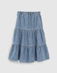 Jupe longue en jean light blue fille-4