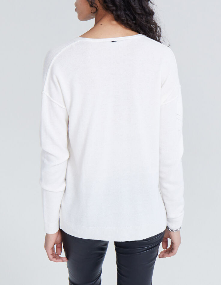 Women’s off-white chevron pointelle cashmere sweater-3