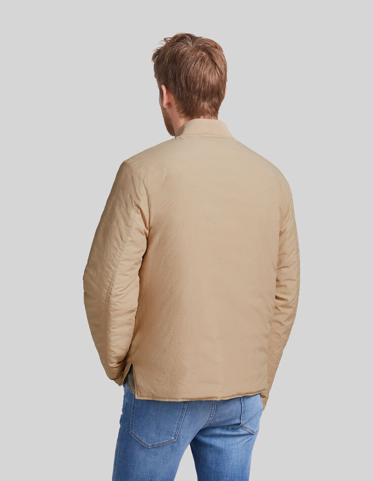 Chaqueta acolchada fina caqui y beige tipo bomber hombre-3