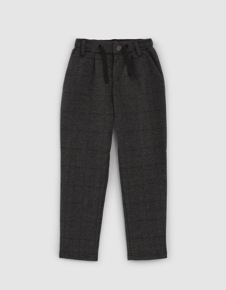 Pantalon gris chiné maille motif carreaux garçon-1