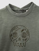 Baby’s khaki skull embroidery organic fabric sweatshirt-3