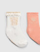 Baby girls’ peach, white and gold socks-5