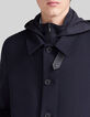 Men’s navy trench coat with detachable hood facing-7