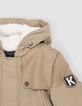 Parka beige bimaterial capucha forrada niño-2