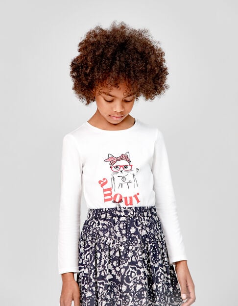 Girl's visual t-shirt with scarf and glasses - IKKS