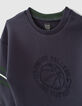 Boys’ navy XL embroidered sweatshirt with striped sleeves-5