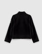 Girls' black velvet biker-style cardigan-3