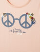 Girls' powder pink Peace & Love glasses T-shirt-3