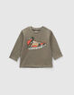 T-Shirt khaki, Biobaumwolle, Reliefturnschuh für Baby Boys-1