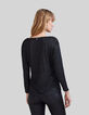 Schwarzes Damenshirt aus Leinen mit Foil und Nieten-3
