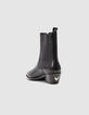 Women's black leather herringbone santiag boots-3