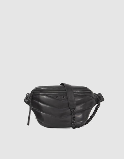 Women’s black leather 1440 PUFFY waist bag - IKKS