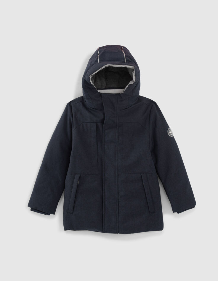 Boys’ dark navy parka with quilted lining-1