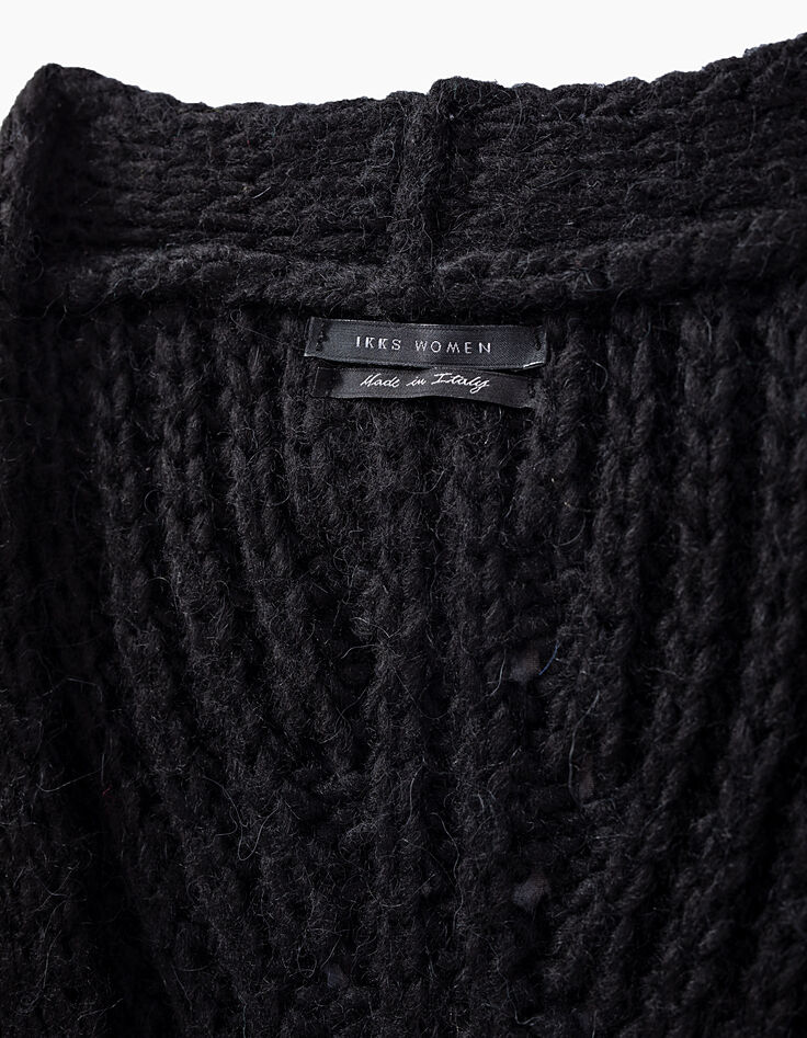 Women’s black fluffy knit cardigan-3