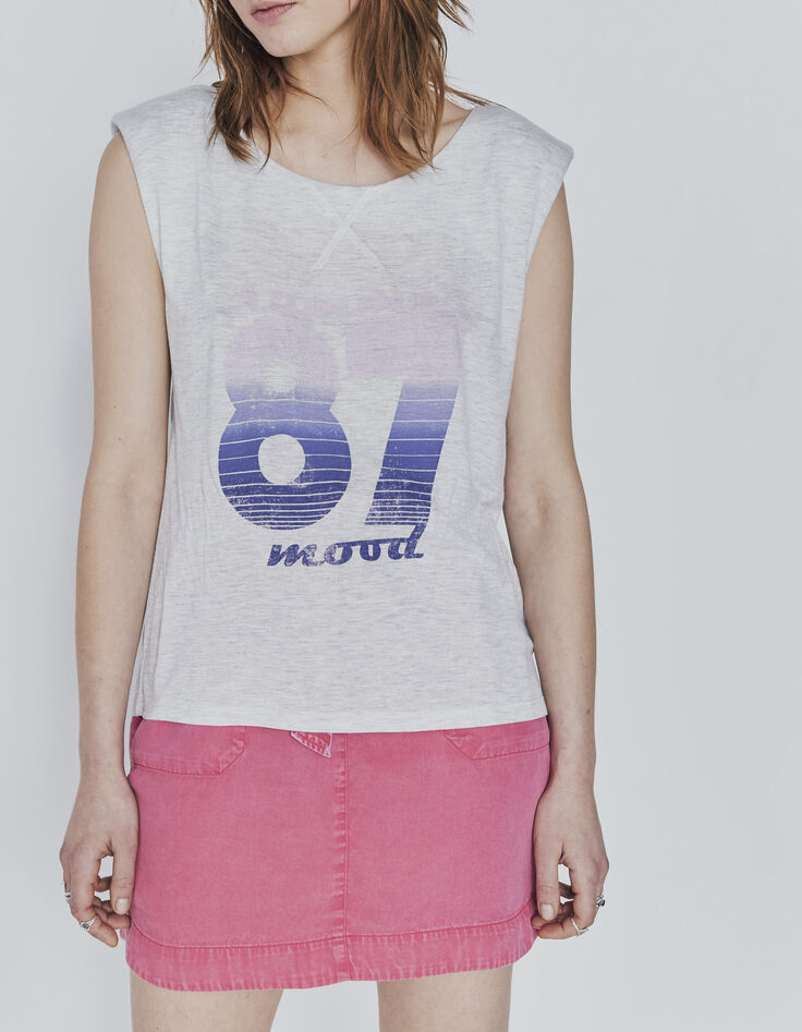 Cremeweißes Damen-T-Shirt aus Ecovero®-Viskose mit Motiv-4
