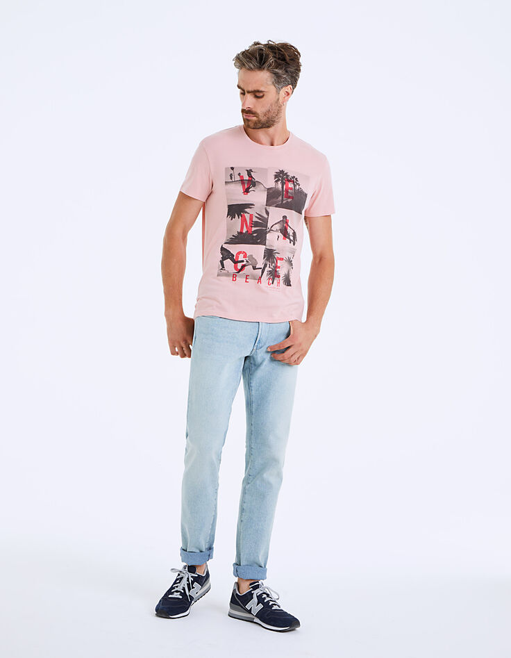 Men’s light pink T-shirt with Venice Beach photos-7
