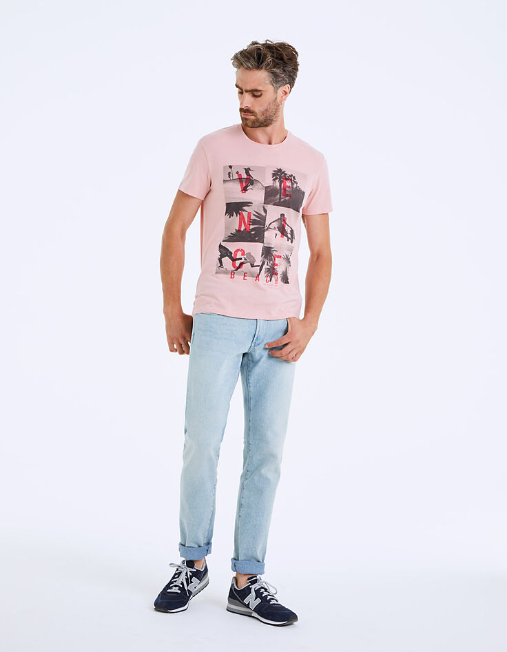 Hellrosa Herren-T-Shirt mit Fotos von Venice Beach-7