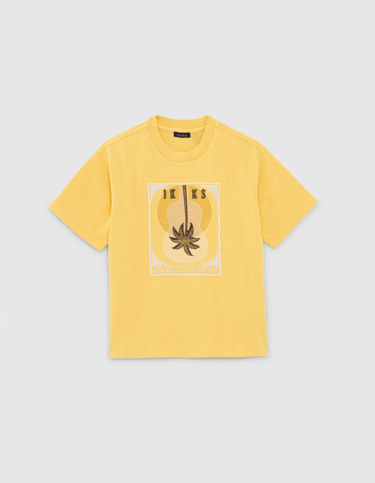 Boys’ yellow T-shirt, embroidered guitar and palm trees-2