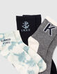 Chaussettes marine, blanches, bleues-3