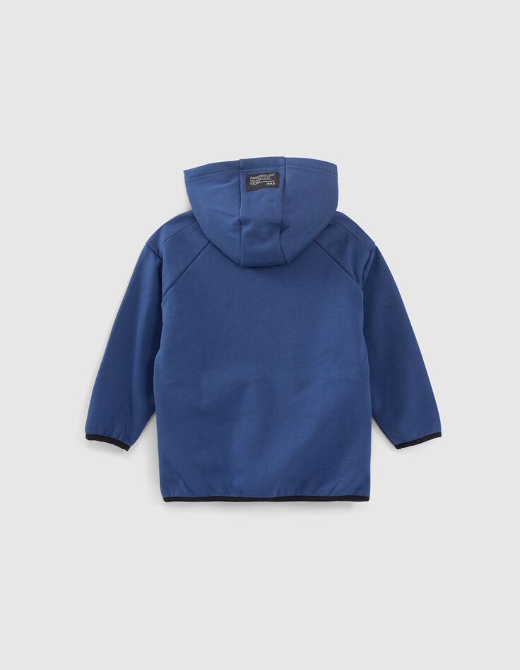 Boys’ bright blue sweatshirt fabric hooded cardigan-4