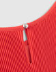 Robe rouge plissée avec ceinture fille-4