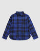 Blue plaid shirt with removable boy's hood-8