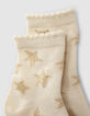 Rosenholzfarbene und weiße Socken für Babymädchen-4