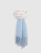 Deep dye effect fringed blue scarf for girls-1