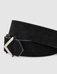 Women’s black suede chevron buckle jeans belt-2