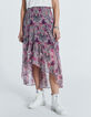 Women’s fuchsia floral bandana print asymmetric skirt-3