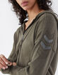 Women’s khaki hooded cardigan with stitch/chain chevron-4