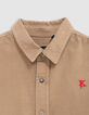 Boy’s camel corduroy shirt with embroidered lightning-K-3