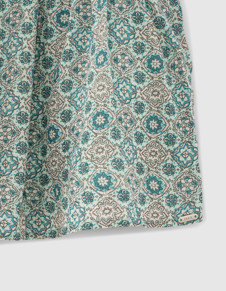 Loose top aqua met geometrische print meisjes-5