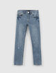 Boys’ blue slim jeans with placed distressing-1