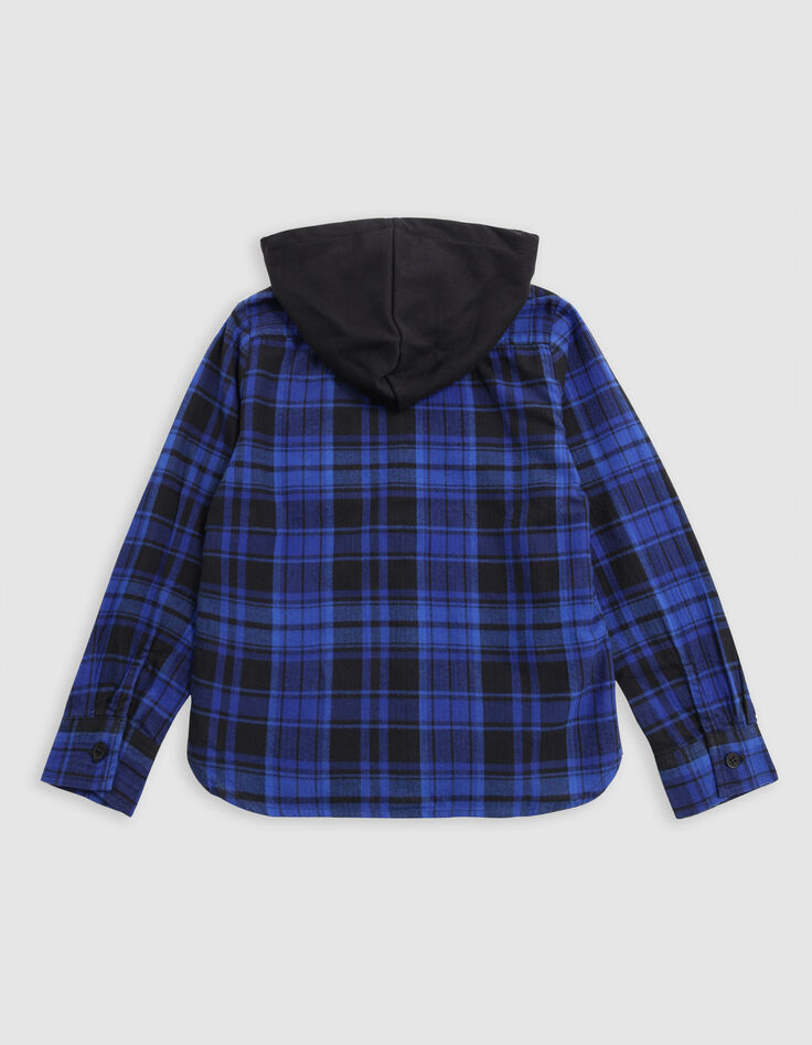 Blue plaid shirt with removable boy's hood-6