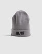 Boy's grey recycled knit beanie with gum logo-6