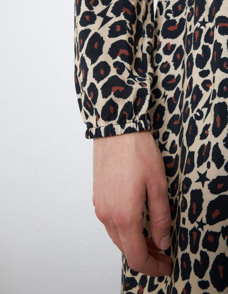 Robe longue en viscose imprimé léopard étoiles femme -4