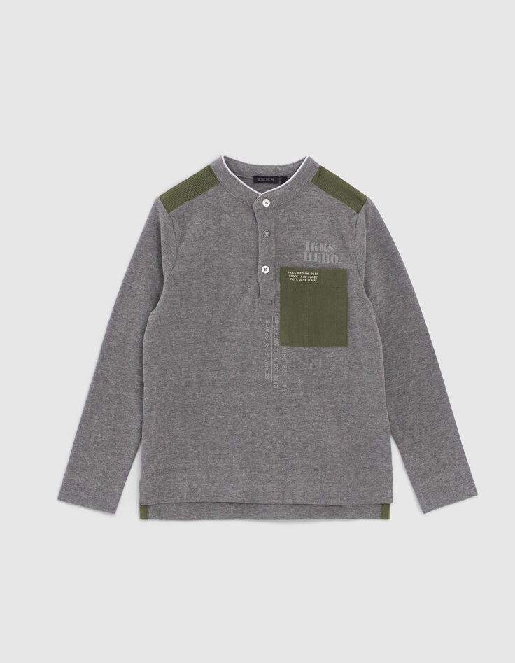 Boys’ grey polo shirt with pocket-1