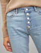 Jean droit bleu clair high waist en coton femme-3