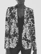 Damenchiffonblazer mit schwarzen und weißen Blumen-5