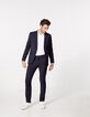Men’s navy fine-stripe SLIM suit trousers-6