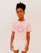 Girls’ pink T-shirt with SMILEYWORLD embroidery-1