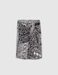 Black gathered skirt patchwork print scarf Woman-9