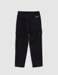 Black BATTLE pants with elastic waistband for boys-5