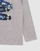 Boy's grey organic cotton T-shirt with skateboard badges-5