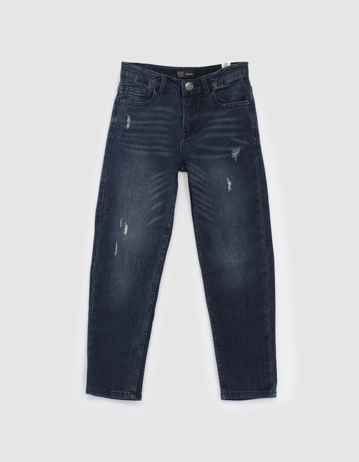 Vintage blue straight jeans slijtplekken jongens -1