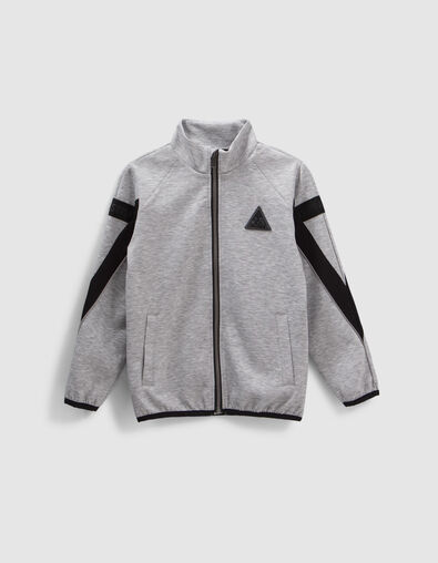 Boys’ grey cardigan with black and reflective details - IKKS