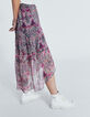 Women’s fuchsia floral bandana print asymmetric skirt-5